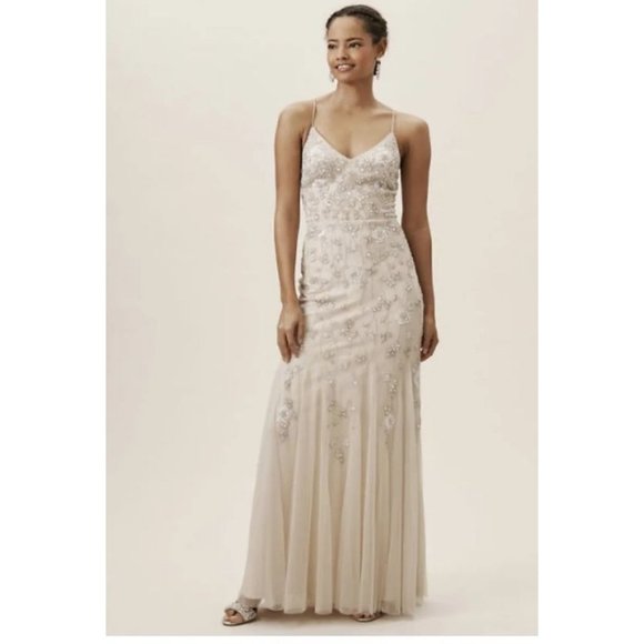 BHLDN Coleman Wedding Gown Size 14 Beaded - Picture 1 of 5